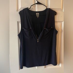 Women's Navy Sleeveless Top Anne Klein